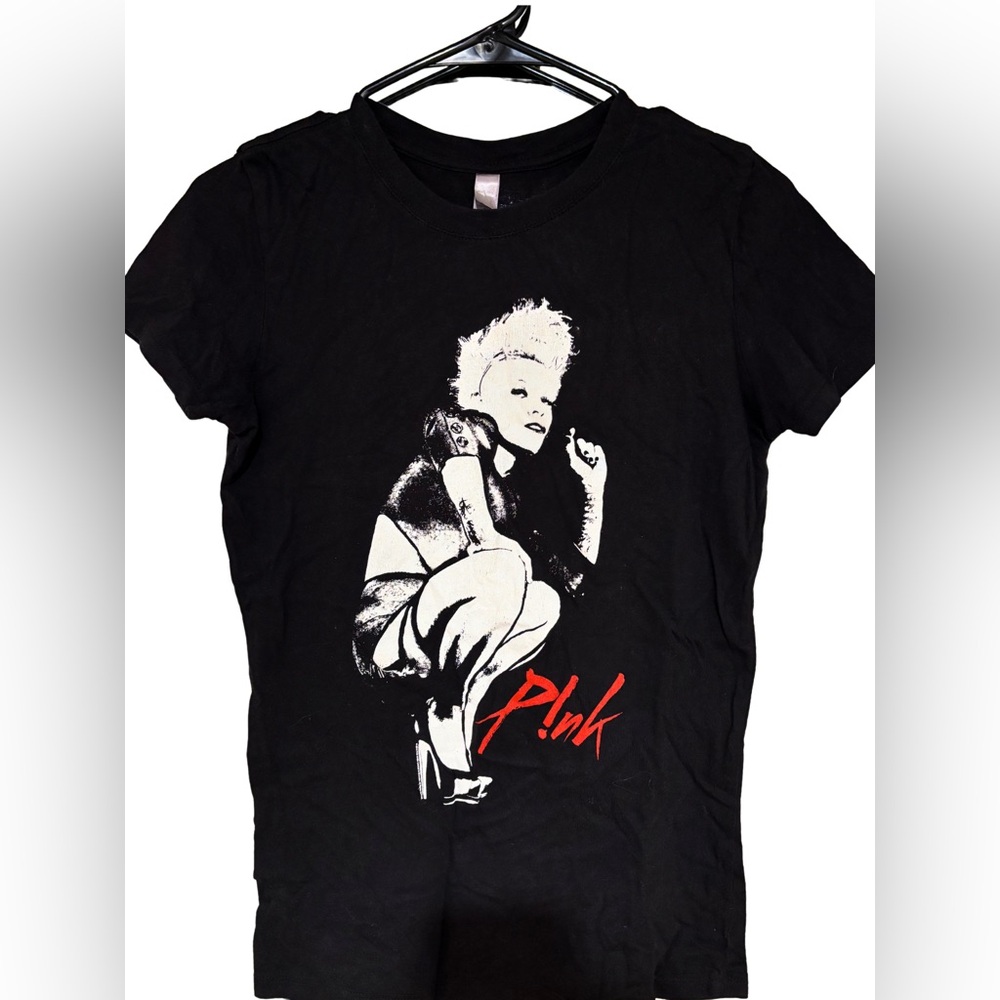 Black Graphic Tee with Red Accents